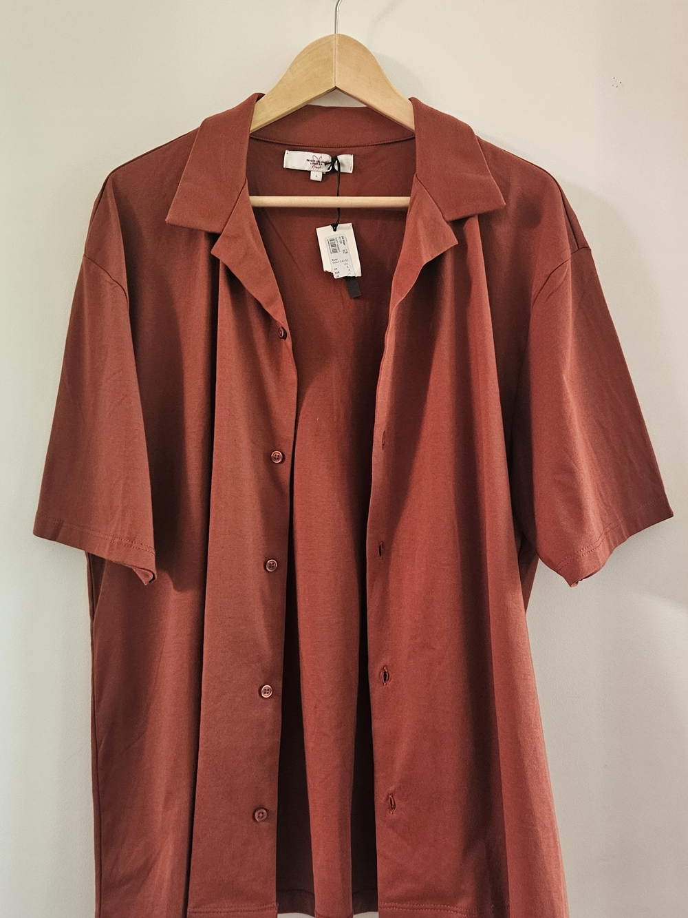 River Island Men's Short-Sleeve Button-Down Shirt in Rust